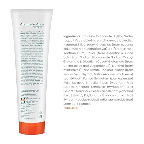Himalaya Botanique Complete Care Toothpaste, Variety Pack - Fluoride Free Toothpaste for Clean Teeth & Fresh Breath - Vegan, Gluten Free, No Artificial Flavors, 5.29 oz (Pack of 4) - Nirvana Guru