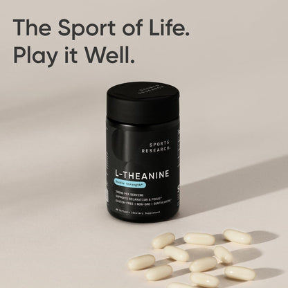 Sports Research Double Strength L-Theanine Supplement - Suntheanine Softgels for Focus, Relaxation & Alertness - Non-Drowsy Support Made with Coconut Oil, Non-GMO & Gluten Free - 200mg, 60 Count - Nirvana Guru