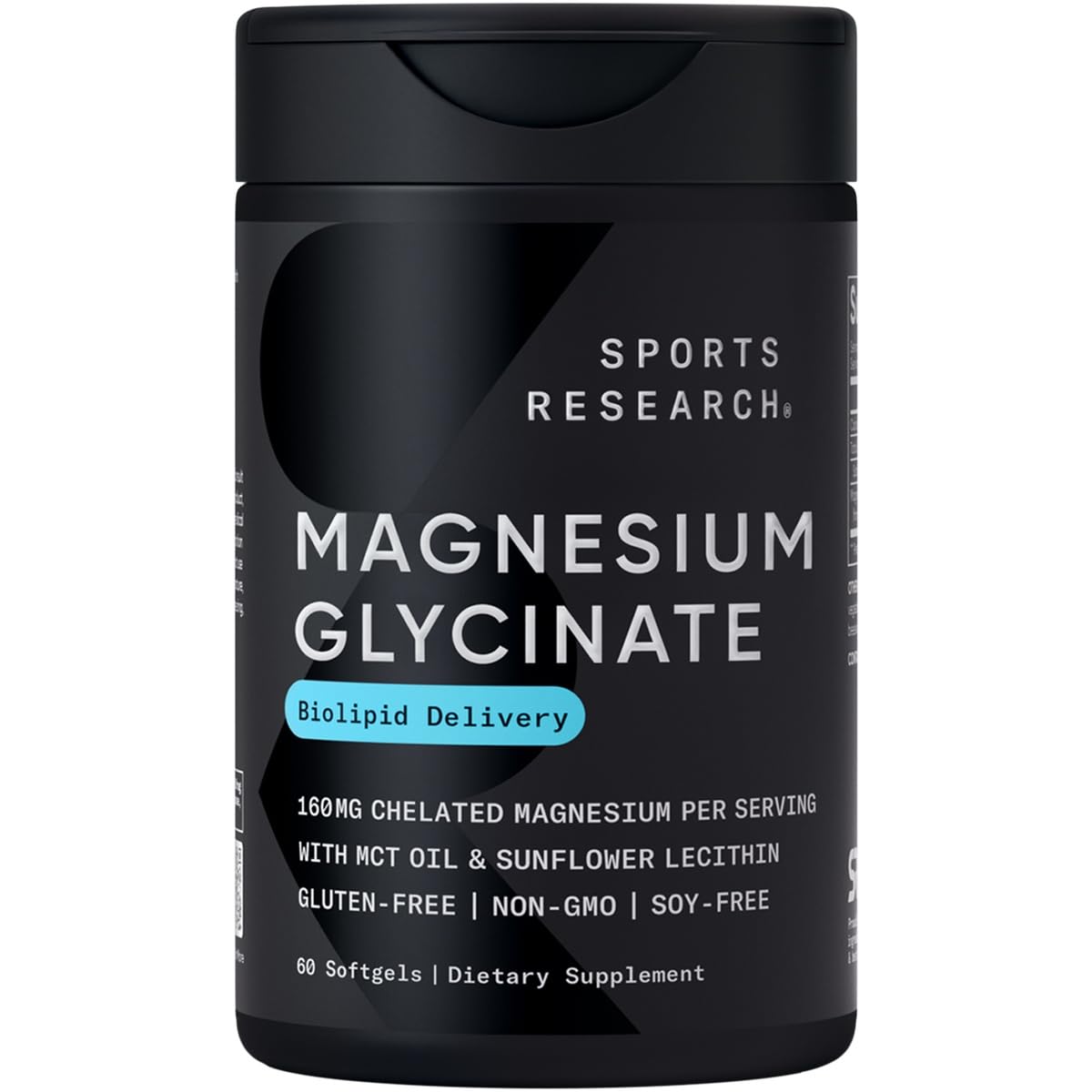 Sports Research® Magnesium Glycinate - Supports Restful Sleep & Enzymatic Processes - 160 mg Chelated Magnesium - Vegan Capsule - 90 Count - Nirvana Guru