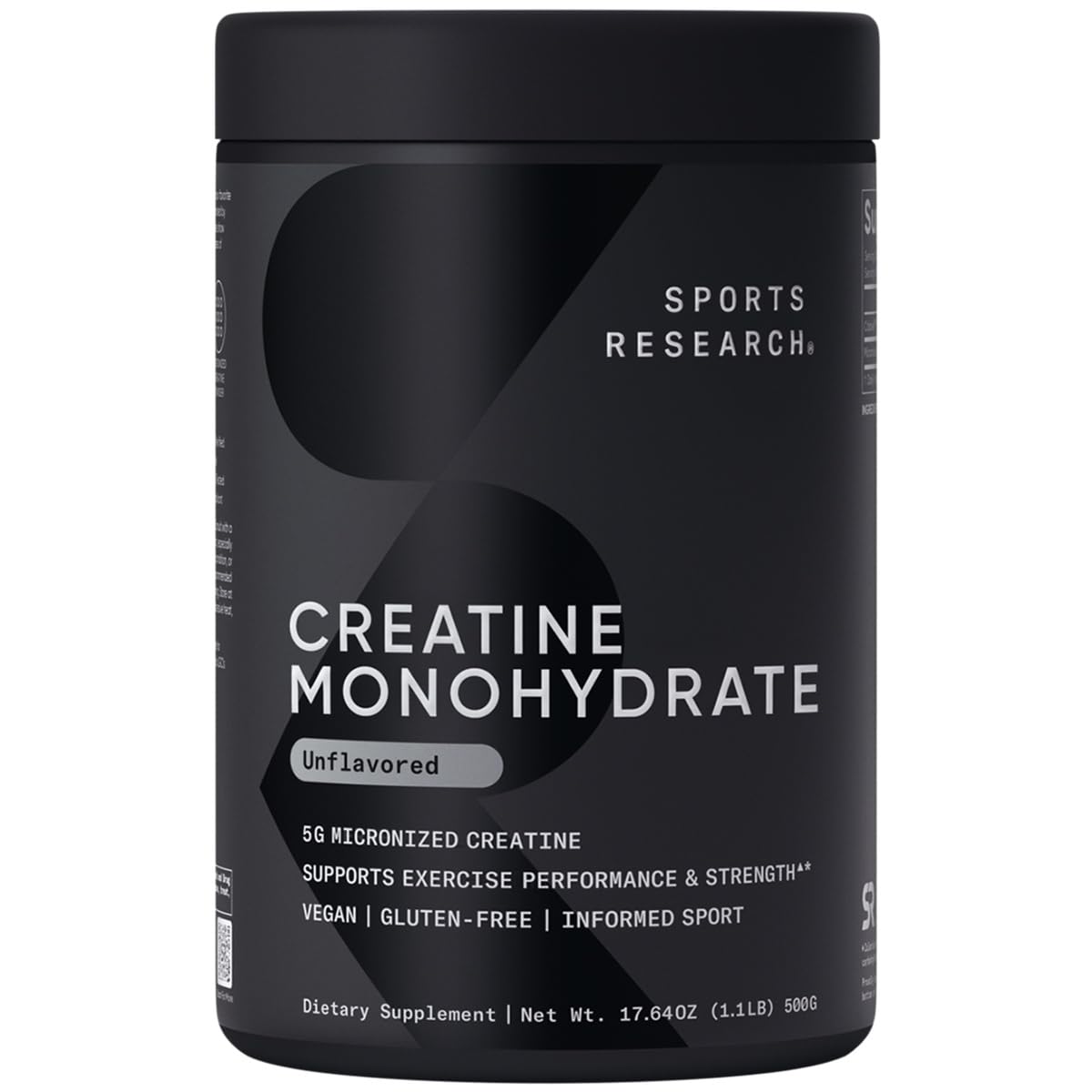 Sports Research Creatine Monohydrate - Gain Lean Muscle, Improve Performance and Strength and Support Workout Recovery - 5 g Micronized Creatine - 1.1LBS - Nirvana Guru