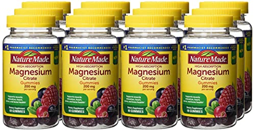 Nature Made High Absorption Magnesium Citrate 200 mg per serving, Magnesium Supplement for Muscle, Nerve, Bone and Heart Support, 60 Magnesium Gummies, 30 Day Supply - Nirvana Guru