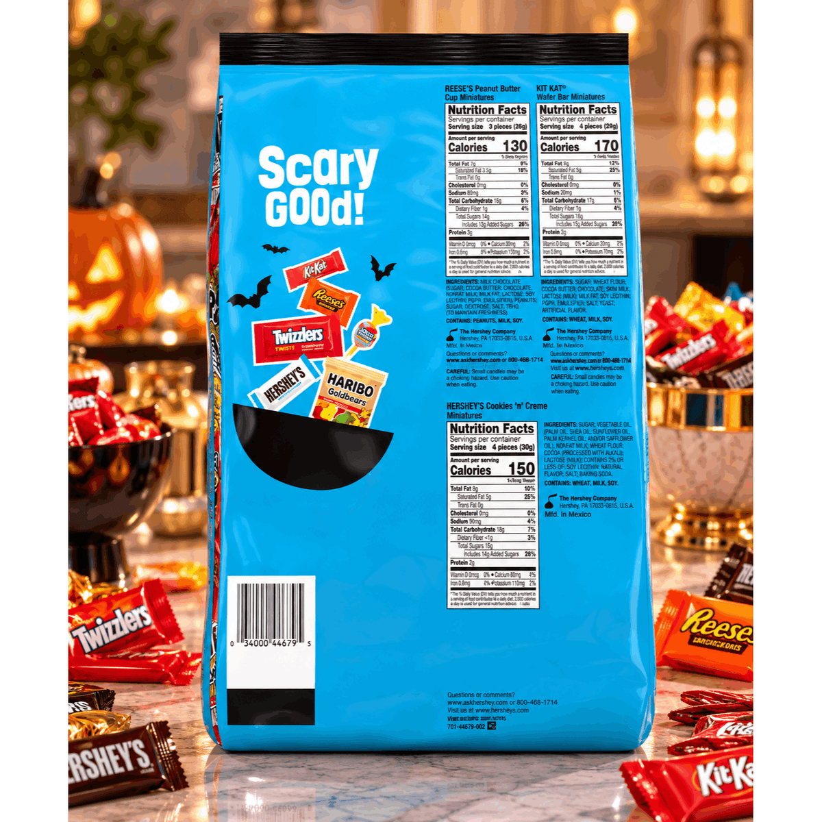 Hershey Assorted Halloween Candy Bulk Bag, 55.33 oz, 180 Pieces
