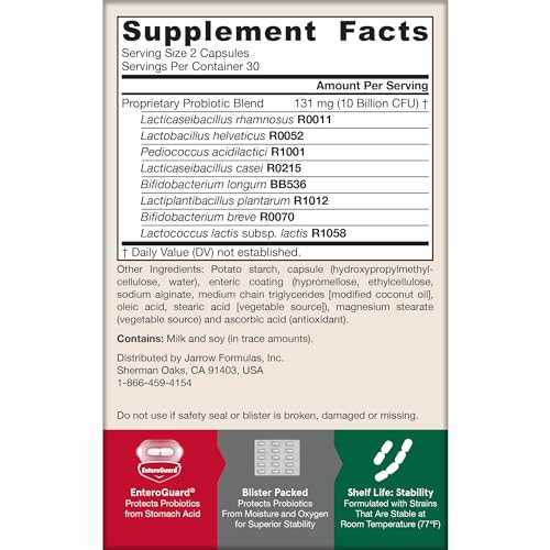 Jarrow Formulas Probiotics 10 Billion CFU - Probiotic Supplement Capsules for Gut Health for Women and Men, 120 Veggie Capsules, Up to 60 Days - Nirvana Guru