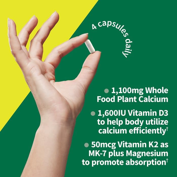 Garden of Life Raw Calcium Supplement for Women and Men - Vitamin Code Made from Whole Foods with Magnesium, K2, Vitamin D3 and Vitamin C, for Bone Strength, Probiotics for Digestion, 120 Capsules - Nirvana Guru