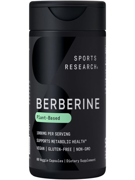 Sports Research Berberine - Herbal Ayurvedic Metabolic Health Support - 500 mg - 60 Capsules - Vegan Certified, Gluten-Free, Non-GMO - Nirvana Guru