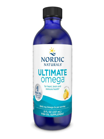 Nordic Naturals Ultimate Omega Liquid, Lemon Flavor - 4 oz - 2840 mg Omega-3 - High-Potency Omega-3 Fish Oil Supplement with EPA & DHA - Promotes Brain & Heart Health - Non-GMO - 24 Servings - Nirvana Guru