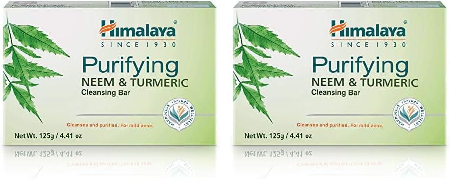 Himalaya Purifying Neem & Turmeric Cleansing Bar for Clean and Healthy Looking Skin, Free from Parabens, SLS and Phthalates, Gluten Free, Vegan, 125 g (4.41 oz), 6 Pack - Nirvana Guru