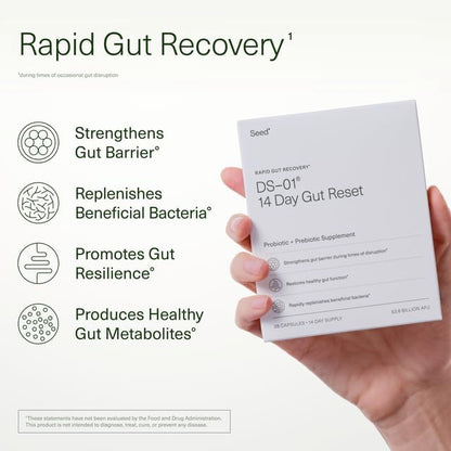 Seed 14 Day Gut Reset - Prebiotic and Probiotic for Women & Men - Digestive Health, Gut Health, Rapid Gut Recovery, Bloating & Constipation Relief - Vegan & Shelf-Stable - 28 Capsules (14-Day Supply) - Nirvana Guru