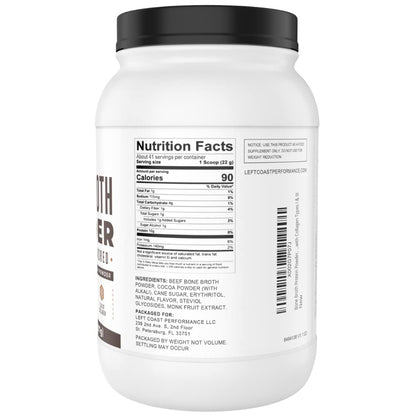 Bone Broth Protein Powder, Chocolate, Grass Fed 2lbs, 42 servings 16g protein, 13g Collagen. Low Carb, 2 net Carb, Dairy Free, Keto Friendly Bone Broth Protein Supplement with Collagen Types I & III - Nirvana Guru