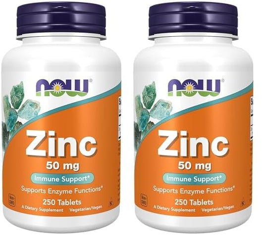 NOW Foods Supplements, Zinc (Zinc Gluconate) 50 mg, Supports Enzyme Functions*, Immune Support*, 100 Tablets - Nirvana Guru