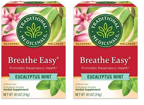 Traditional Medicinals - Breathe Easy Seasonal Tea - Promotes Respiratory Health - 16 Tea Bags - Nirvana Guru