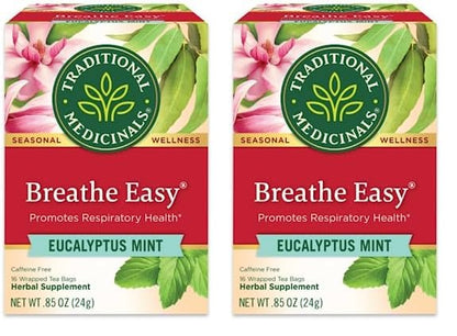 Traditional Medicinals - Breathe Easy Seasonal Tea - Promotes Respiratory Health - 16 Tea Bags - Nirvana Guru