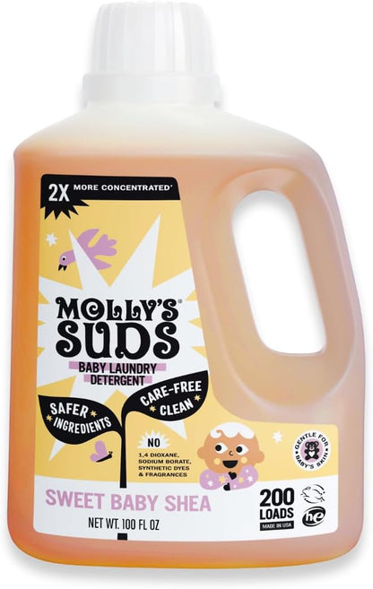 Molly's Suds Liquid Laundry Detergent | Clean Laundry Detergent Soap for Sensitive Skin | 2x Concentrated, High Efficiency (HE) | Unscented - 100 Loads Nirvana Guru