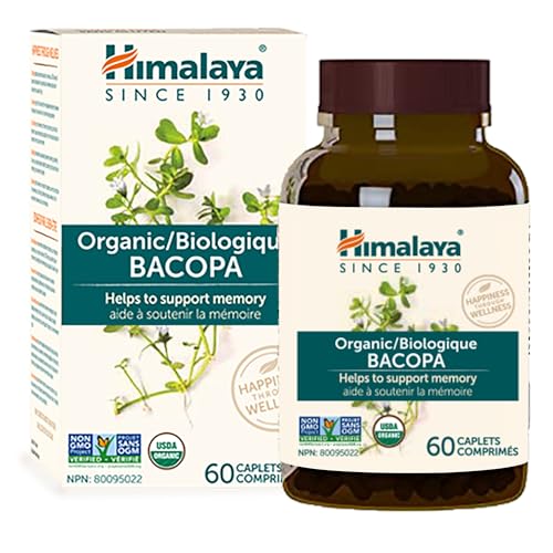 Himalaya Organic Bacopa Monnieri Nootropic Herbal Supplement, Supports Calm, Memory, Cognition, USDA Certified Organic, Non-GMO, 750 mg, 60 Plant-Based Caplets, 60 Day Supply - Nirvana Guru