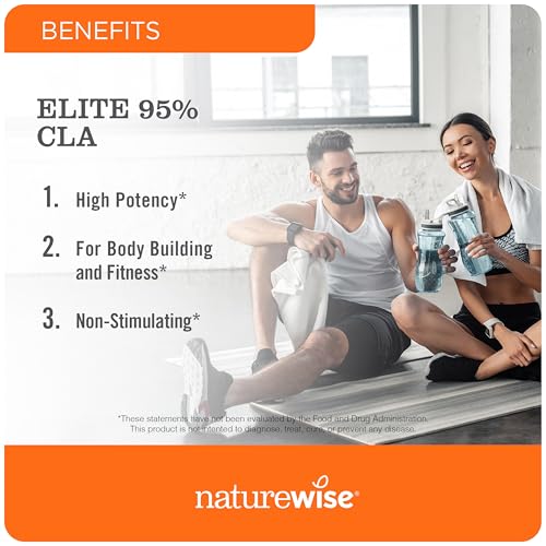 NatureWise CLA 1300 - 95% Active Conjugated Linoleic Acid for Women and Men, Not Stimulating, Supports Weight & Fitness Goals - Non-GMO, Gluten Free - 180 Softgels[2-Month Supply] - Nirvana Guru