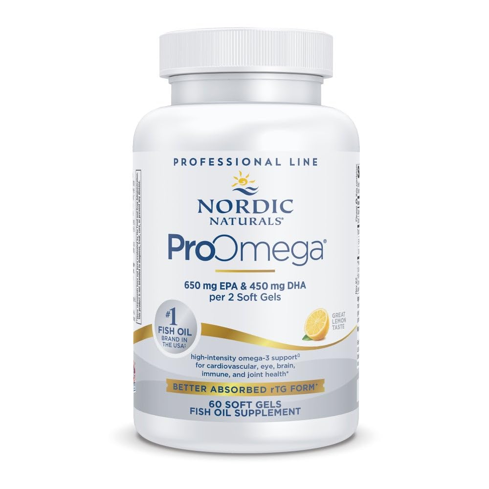 Nordic Naturals ProOmega, Lemon Flavor - 180 Soft Gels - 1280 mg Omega-3 - High-Potency Fish Oil with EPA & DHA - Promotes Brain, Eye, Heart, & Immune Health - Non-GMO - 90 Servings - Nirvana Guru