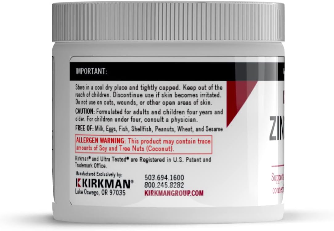 Kirkman - Zinc Sulfate Topical Cream - 4 fl oz - Fast Absorption - 10% Zinc Sulfate - Hypoallergenic - Nirvana Guru