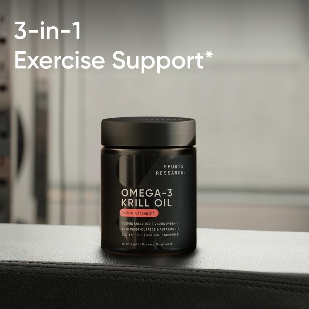 Sports Research® Omega-3 Krill Oil 500mg - Pure Antarctic Superba Krill with Phospholipids, Choline & Astaxanthin - MSC Certified Sustainable, Non-GMO & Gluten Free - 120 Mini-Gels - Nirvana Guru