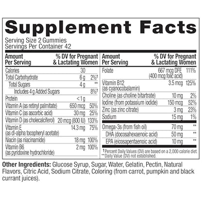 OLLY Prenatal Multivitamin Gummy, Supports Healthy Growth and Brain Development, Folic Acid, Vitamin D, Omega 3 DHA, Chewable Supplement, Citrus Berry Flavor, 30 Day Supply - 60 Count