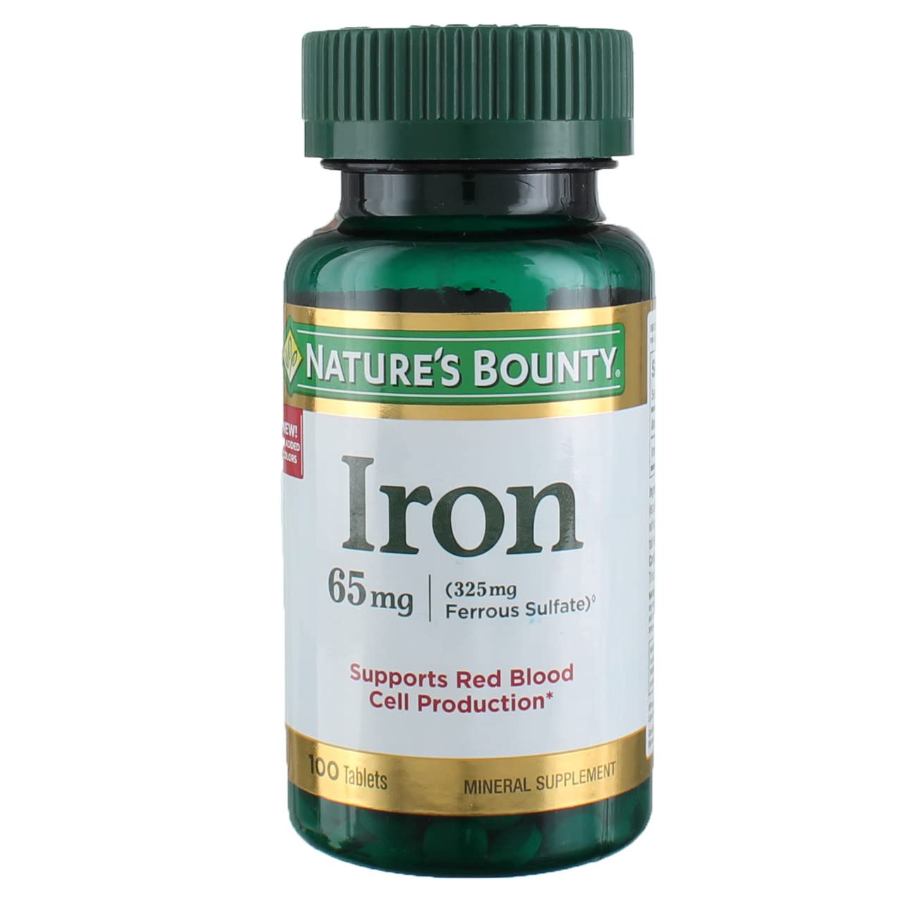 Nature's Bounty Iron 65mg, 325 mg Ferrous Sulfate, Cellular Energy Support, Promotes Normal Red Blood Cell Production, 100 Tablets Nirvana Guru