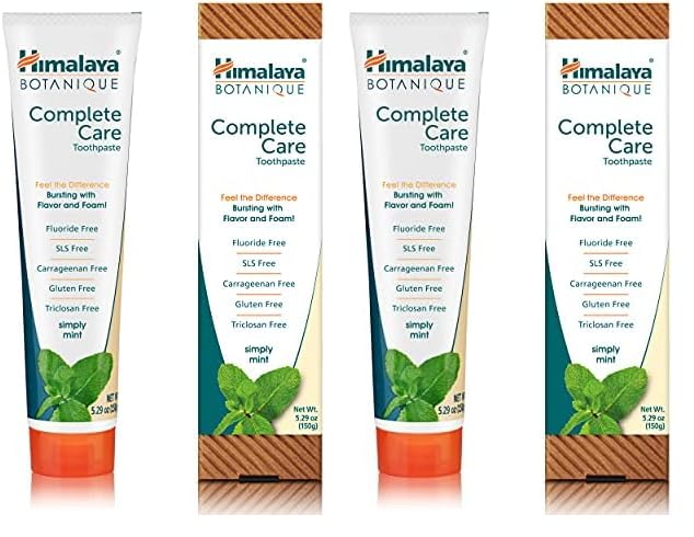 Himalaya Botanique Complete Care Toothpaste, Variety Pack - Fluoride Free Toothpaste for Clean Teeth & Fresh Breath - Vegan, Gluten Free, No Artificial Flavors, 5.29 oz (Pack of 4) - Nirvana Guru