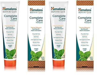 Himalaya Botanique Complete Care Toothpaste, Variety Pack - Fluoride Free Toothpaste for Clean Teeth & Fresh Breath - Vegan, Gluten Free, No Artificial Flavors, 5.29 oz (Pack of 4) - Nirvana Guru