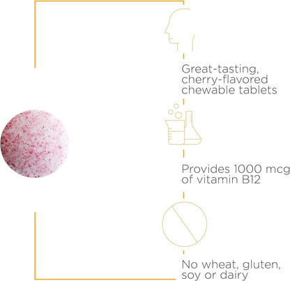 Integrative Therapeutics B-12 Active, Vitamin B12, Supports Nerve Function*, Cherry Flavored, 30 Chewable Tablets - 2 Pack - Nirvana Guru