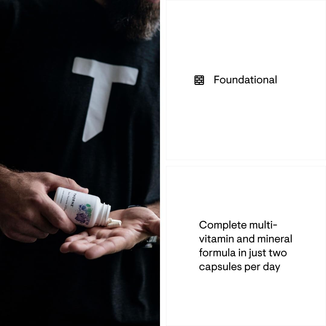 THORNE Basic Nutrients 2/Day - Comprehensive Daily Multivitamin with Optimal Bioavailability - Vitamin & Mineral Formula - Gluten, Dairy & Soy-Free - 60 Capsules - 30 Servings - Nirvana Guru