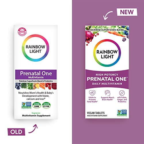 Rainbow Light Prenatal One High Potency Daily Multivitamin with Folate, Ginger and Probiotics; Supports Mom and Baby from Conception to Nursing; Vegan, 150 Tablets,* Pack May Vary Nirvana Guru
