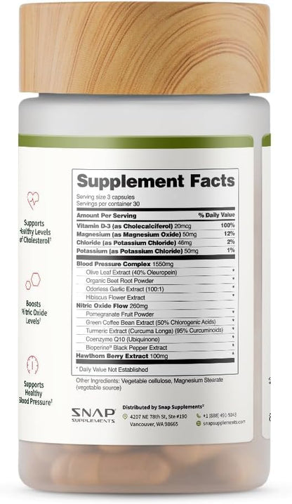 Snap Supplements Heart Health Supplements and Blood Circulation Supplements, 180 Capsules - Nirvana Guru