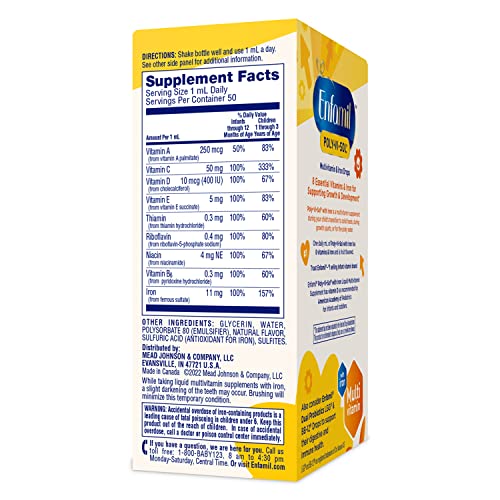 Enfamil Poly-Vi-Sol with Iron Liquid Multivitamin Drops, Supports Growth & Development*, 50mL Bottle - Nirvana Guru