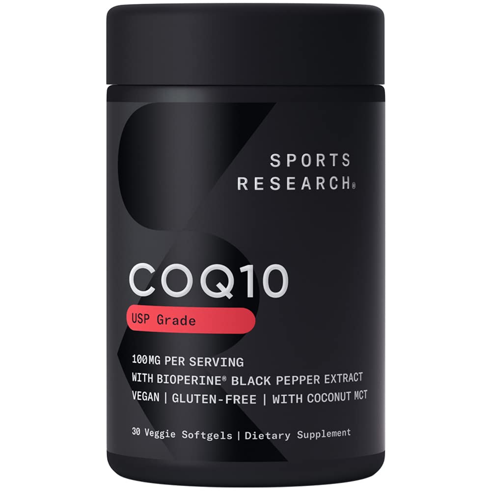 Sports Research CoQ10 200mg Capsules - Premium Coenzyme 10 Supplement with Coconut MCT Oil - Vegan Certified, Non-GMO Verified & Gluten Free - 90 Veggie Softgels - Nirvana Guru