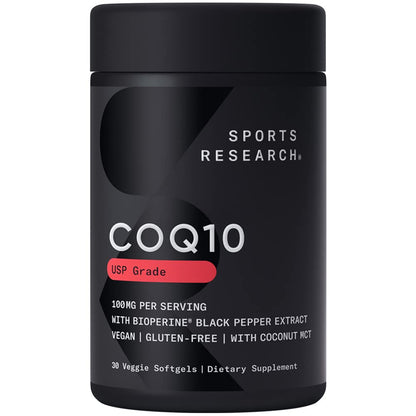 Sports Research CoQ10 200mg Capsules - Premium Coenzyme 10 Supplement with Coconut MCT Oil - Vegan Certified, Non-GMO Verified & Gluten Free - 90 Veggie Softgels - Nirvana Guru