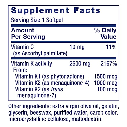 Life Extension Super K, vitamin K1, vitamin K2 mk-7, vitamin K2 mk-4, vitamin C, bone/heart/arterial health, 3-month supply, Gluten-Free, 1 Daily, Non-GMO, 90 softgels Nirvana Guru