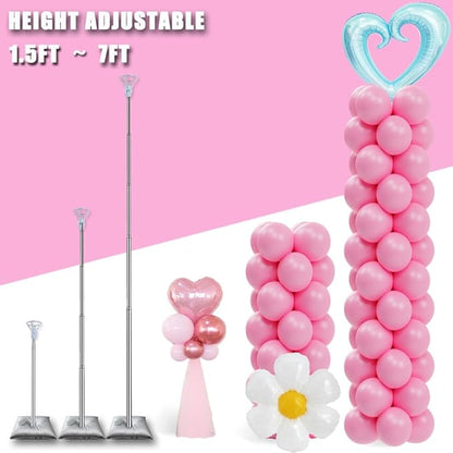 Balloon Column Stand Set of 2, Adjustable 7 Feet Ballon Arch Stands with Bases for Floor, Tall Baloon Tower Pillar Assembly Kit for Halloween, Birthday, Party Decorations nirvanaguru