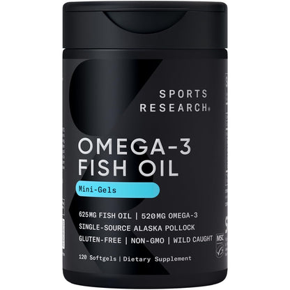 Sports Research Total Omega-3 Fish Oil from Wild Sockeye Salmon, Alaska Pollock, Antarctic Krill, Astaxanthin + Phospholipids & Wax Esters for Absorption | 960mg of EPA & DHA - Fresh Lemon Scent (120 - Nirvana Guru
