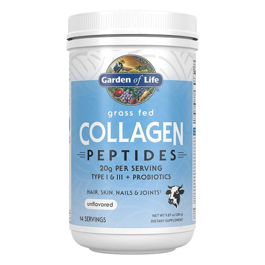 Garden of Life Grass Fed Collagen Peptides Powder Unflavored Collagen Powder for Women Men Hair Skin Nails Joints, Hydrolyzed Collagen Protein Supplements, Collagen for Women & Men, 28 Servings - Nirvana Guru