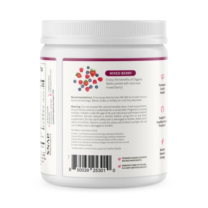 Snap Supplements Organic Beet Root Powder, Nitric Oxide Supplements for Men & Women, Beets, Pomegranate, B Vitamins & Red Spinach, Energy, Heart Health & Circulation Support, 30 Servings, Mixed Berry Nirvana Guru