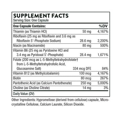 THORNE Stress B-Complex - Vitamins B2, B6, B12, and Folate in Highly-Absorbable and Active Forms - Extra Vitamin B5 for Adrenal Support, Stress Management and Immune Function* - 60 Capsules - Nirvana Guru