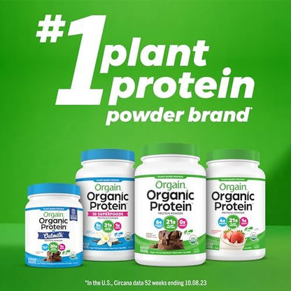 Orgain Organic Vegan Protein Powder, Vanilla Bean - 21g Plant Protein, 4g Prebiotic Fiber, No Lactose Ingredients, No Added Sugar, Non-GMO, For Shakes & Smoothies, 2.03 lb (Packaging May Vary)