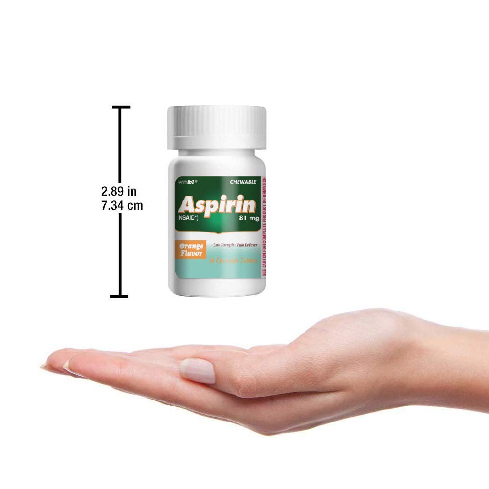 HealthA2Z® Aspirin 81 mg | Low Strength | Enteric Coated | Pain Relief | Reduces Minor Aches Muscle Pain & Cramps | Fever Reducer | Reduces Headache (365 Counts)