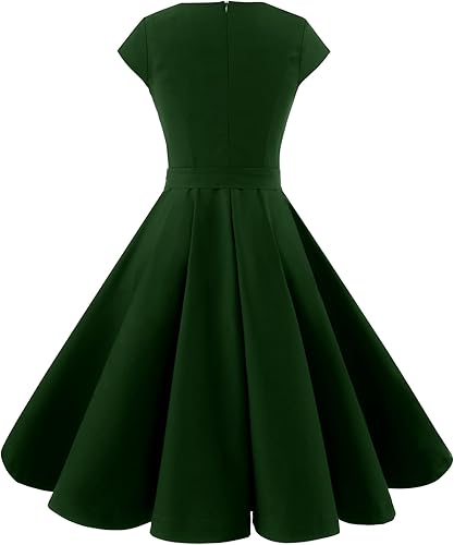 Dressystar Women's Vintage Cap Sleeve A Line Cocktail Party Dress 1950s Retro Rockabilly Prom Swing Dresses nirvanaguru