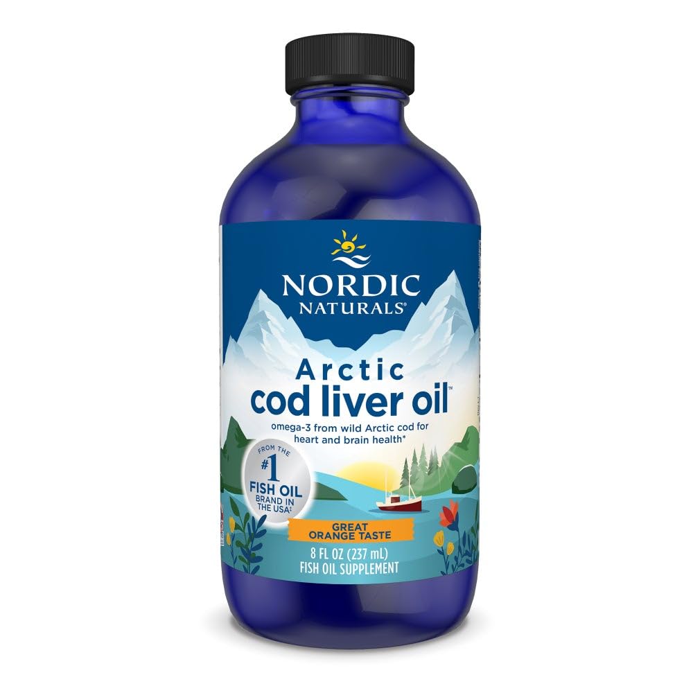 Nordic Naturals Arctic Cod Liver Oil, Orange - 16 oz - 1060 mg Total Omega-3s with EPA & DHA - Heart & Brain Health, Healthy Immunity, Overall Wellness - Non-GMO - 96 Servings - Nirvana Guru