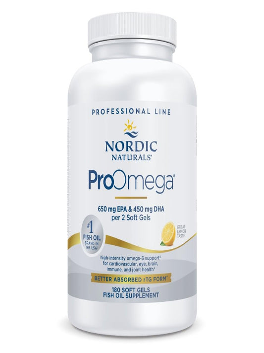 Nordic Naturals ProOmega, Lemon Flavor - 180 Soft Gels - 1280 mg Omega-3 - High-Potency Fish Oil with EPA & DHA - Promotes Brain, Eye, Heart, & Immune Health - Non-GMO - 90 Servings - Nirvana Guru
