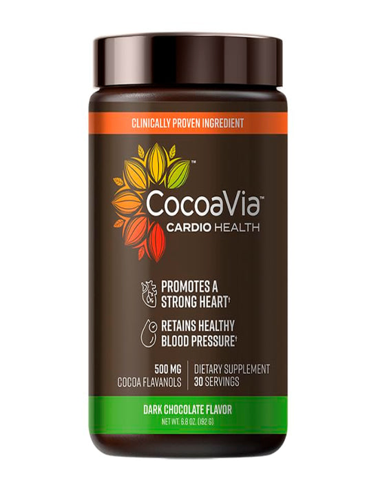 CocoaVia Cardio Health Cocoa Powder, 30 Servings, 500mg Cocoa Flavanols, Support Heart Health, Boost Nitric Oxide, Improve Circulation, Energy, Preworkout, Vegan, Dark Chocolate Cacao Nirvana Guru