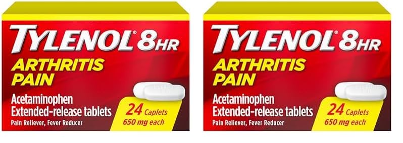 Tylenol 8HR Arthritis Pain Relief Caplets, 650 mg Acetaminophen for Minor Arthritis & Joint Pain, Fever Reducer, Extended Release, Gentle on Stomach, FSA or HSA Eligible, 100 ct