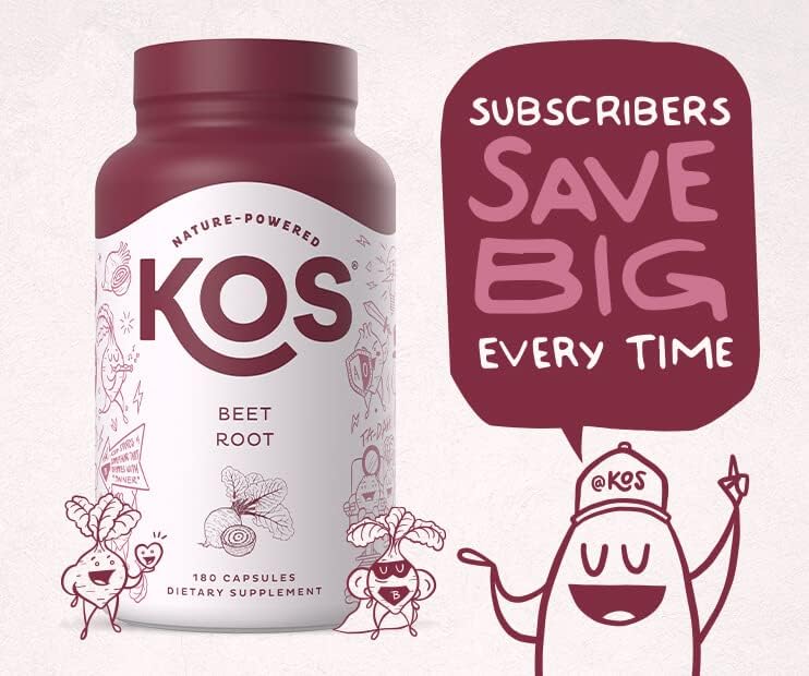 KOS Organic Beet Root Capsules 1500mg - Superfood Powder - Supports Healthy & Active Lifestyle - 180 Capsules - Nirvana Guru