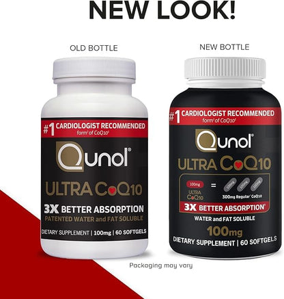 Qunol Ultra CoQ10 100mg Softgels- 3x Better Absorption, Antioxidant for Heart Health & Energy Production, Coenzyme Q10 Vitamins and Supplements, 3 Month Supply, 90 Count