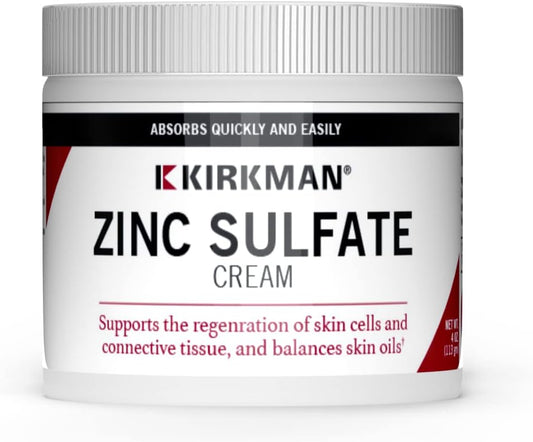 Kirkman - Zinc Sulfate Topical Cream - 4 fl oz - Fast Absorption - 10% Zinc Sulfate - Hypoallergenic - Nirvana Guru