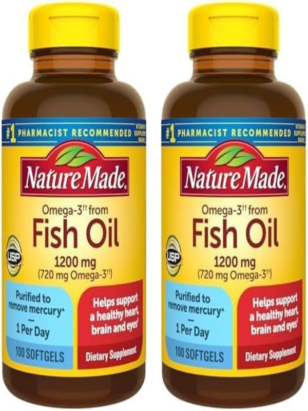 Nature Made Burp Less Ultra Omega 3 Fish Oil Supplements, 1400mg Fish Oil Omega 3 Supplements as Ethyl Esters for Healthy Heart Brain Eyes Support, One Per Day, 90 Softgels - Nirvana Guru